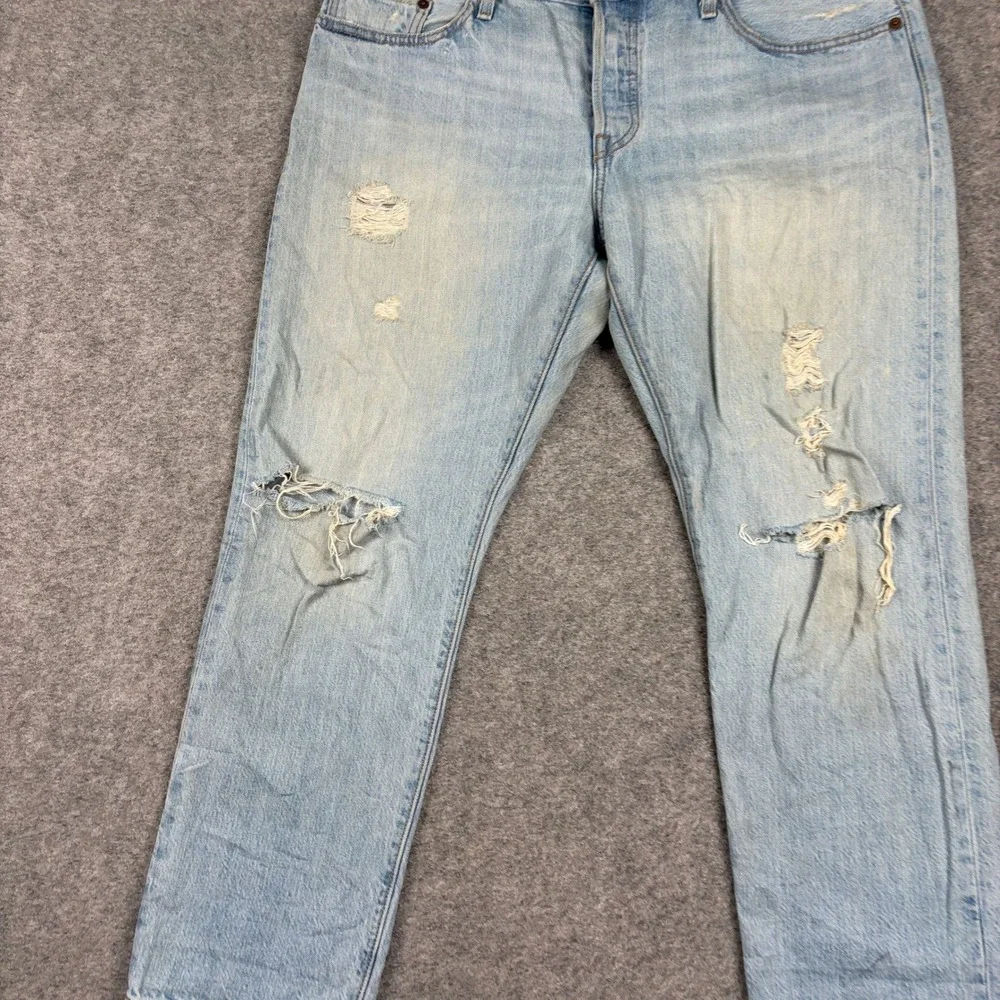Levi's‎ 501 Jeans Mens 36x30 Light Wash Distressed Button Fly Denim Pants Ripped